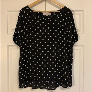 EUC LOFT Black w/ White Dots Blouse